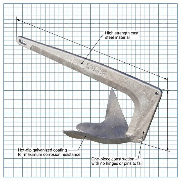 Galvanized Force-Type Bruce Style Claw Anchor Boat Marine 2kg 5kg 7.5kg 10kg