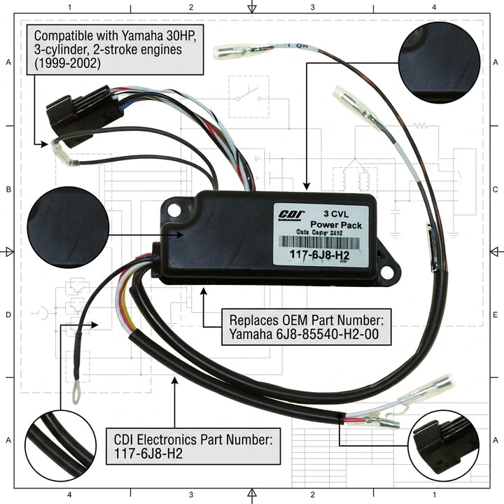 Yamaha 3-Cylinder CDI Module 6J8-85540-H2 (117-6J8-H2) | 4Boats