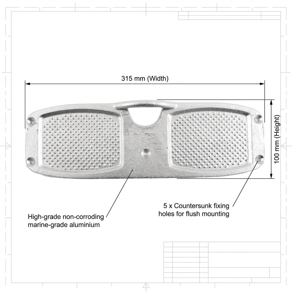 Transom Mounting Plate for Outboards Large Size 315x100mm Aluminium Engine Pad