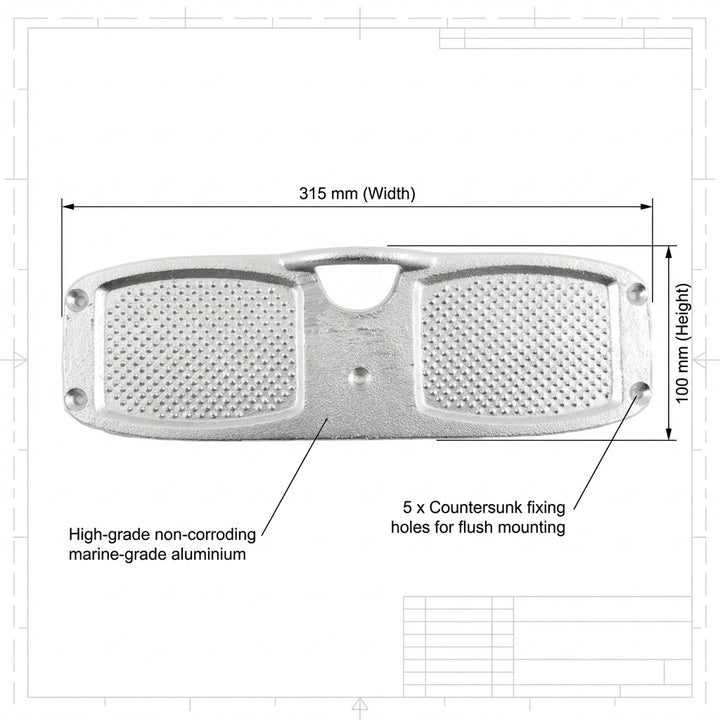 Transom Mounting Plate for Outboards Large Size 315x100mm Aluminium Engine Pad