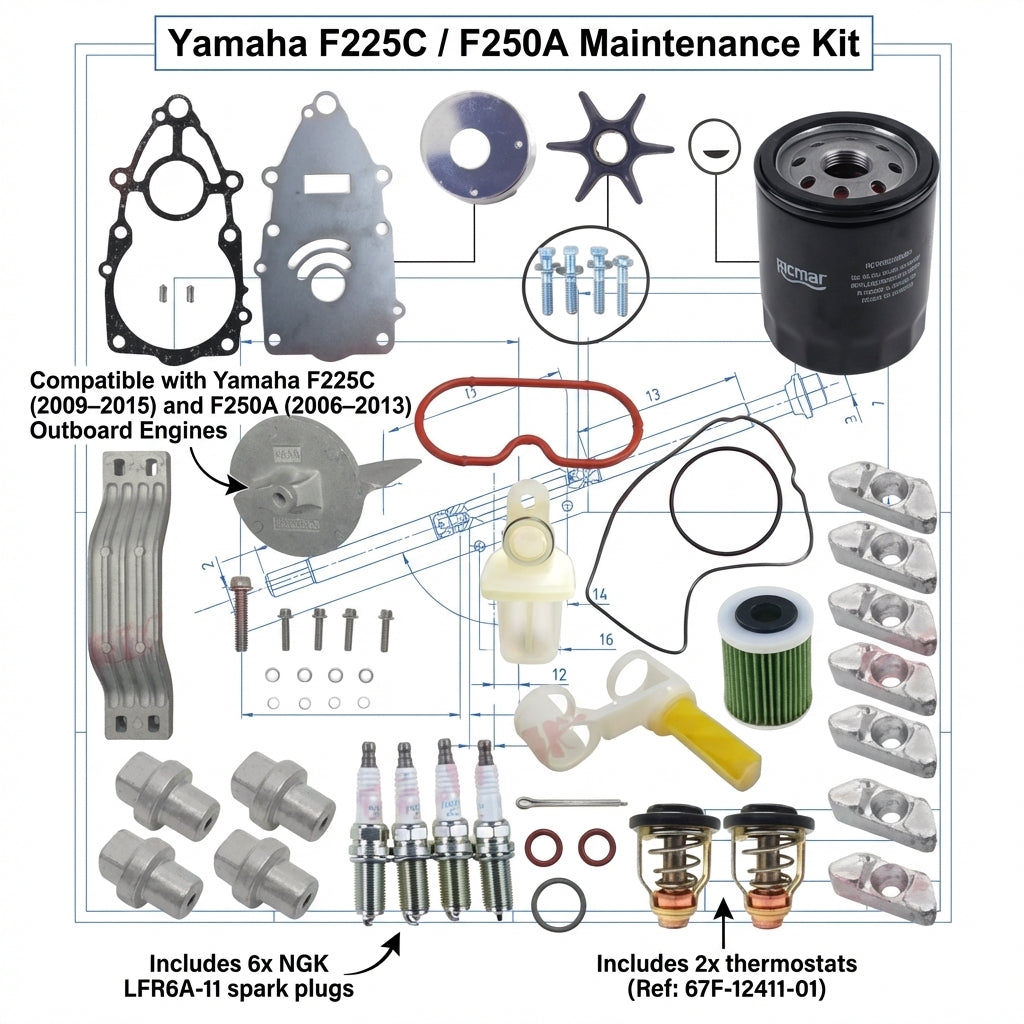 Yamaha Outboard F225C F250A Service Maintenance Kit RECKITF225C 3.3L V6 4-Stroke