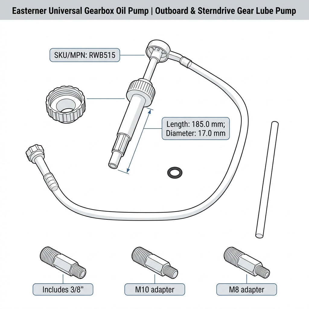 Easterner Universal Gear Lube Pump Outboard Sterndrive Oil Change Tool Kit
