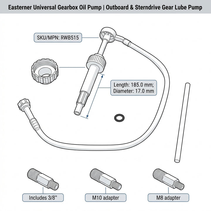 Easterner Universal Gear Lube Pump Outboard Sterndrive Oil Change Tool Kit