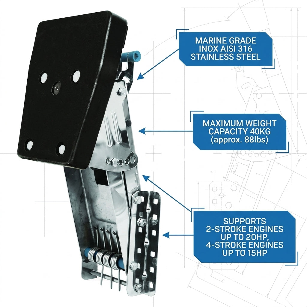 Stainless Steel Outboard Motor Bracket — Motor Mount | 4Boats