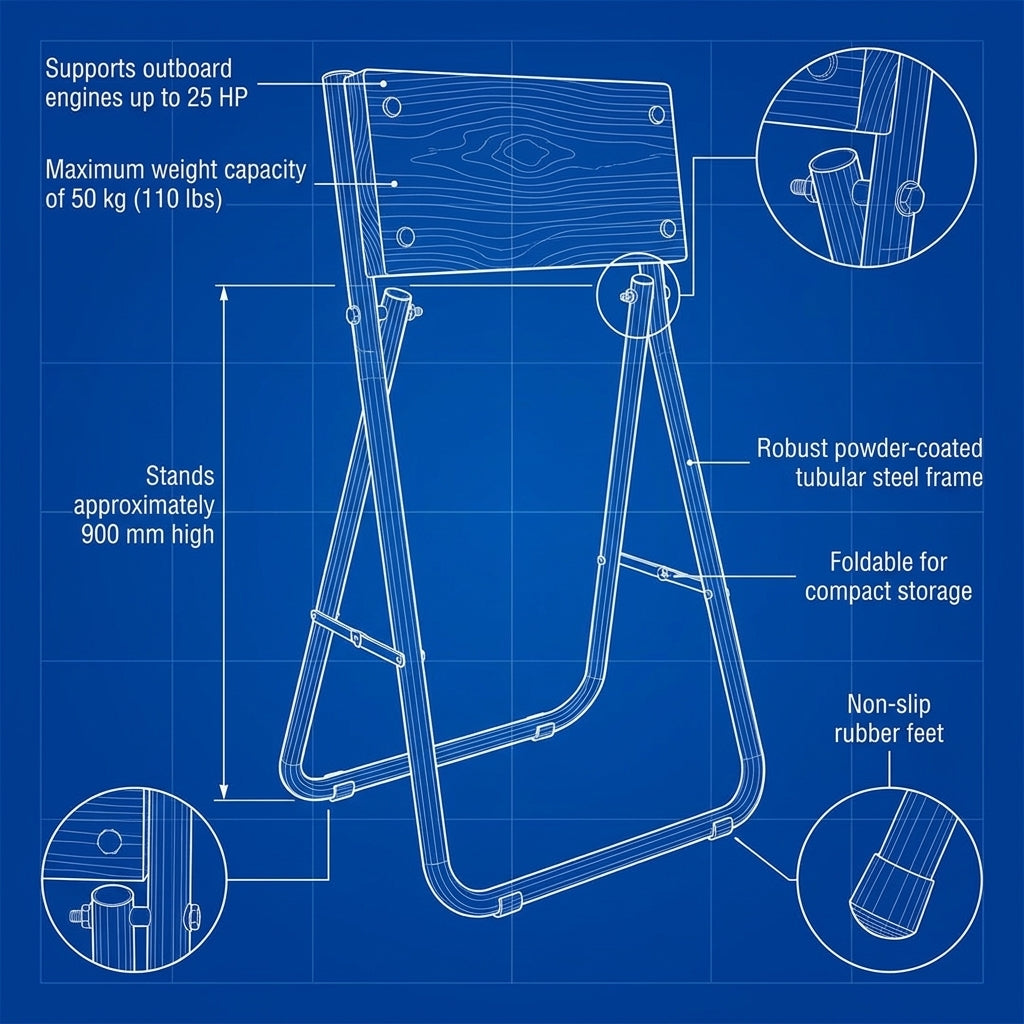 Outboard Engine Holding Stand - Up to 25HP Marine Motor Service Rack 90cm