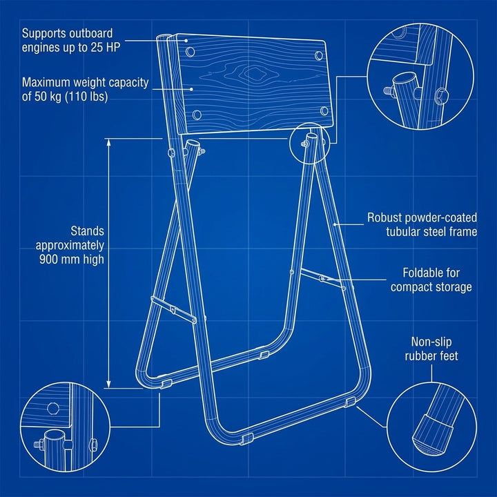 Outboard Engine Holding Stand - Up to 25HP Marine Motor Service Rack 90cm