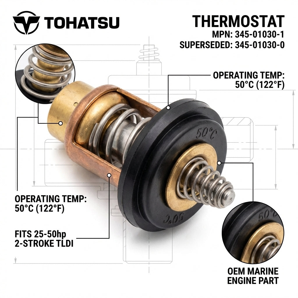 Genuine Tohatsu Nissan Outboard Thermostat 345-01030-1 25HP 30HP 40HP 50HP TLDI