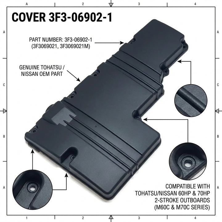 Tohatsu 3F3-06902-1 Cover Electric Bracket OEM Outboard 60hp 70hp 2003
