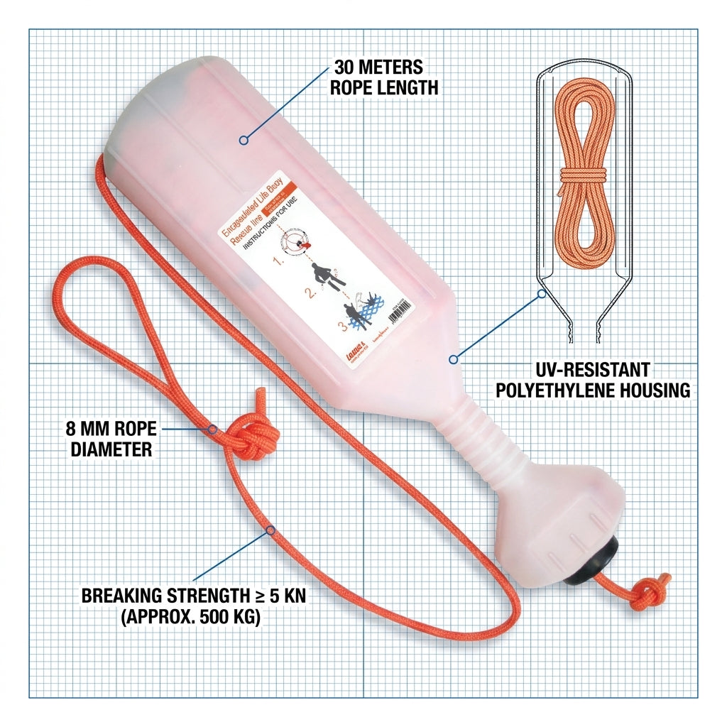 Encapsulated Life Buoy Rescue Line 30m 8mm Lalizas 72190 SOLAS Lifebuoy Rope