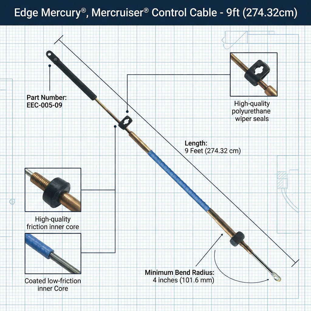 Edge 9ft Mercury Mercruiser Control Cable 274cm Gen I CCX17909 850716A9