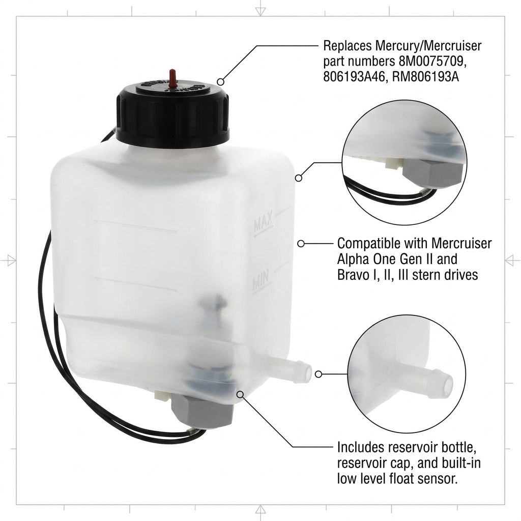 MerCruiser Gear Lube Monitor Bottle 8M0075709 806193A46 Alpha One Gen 2 Bravo
