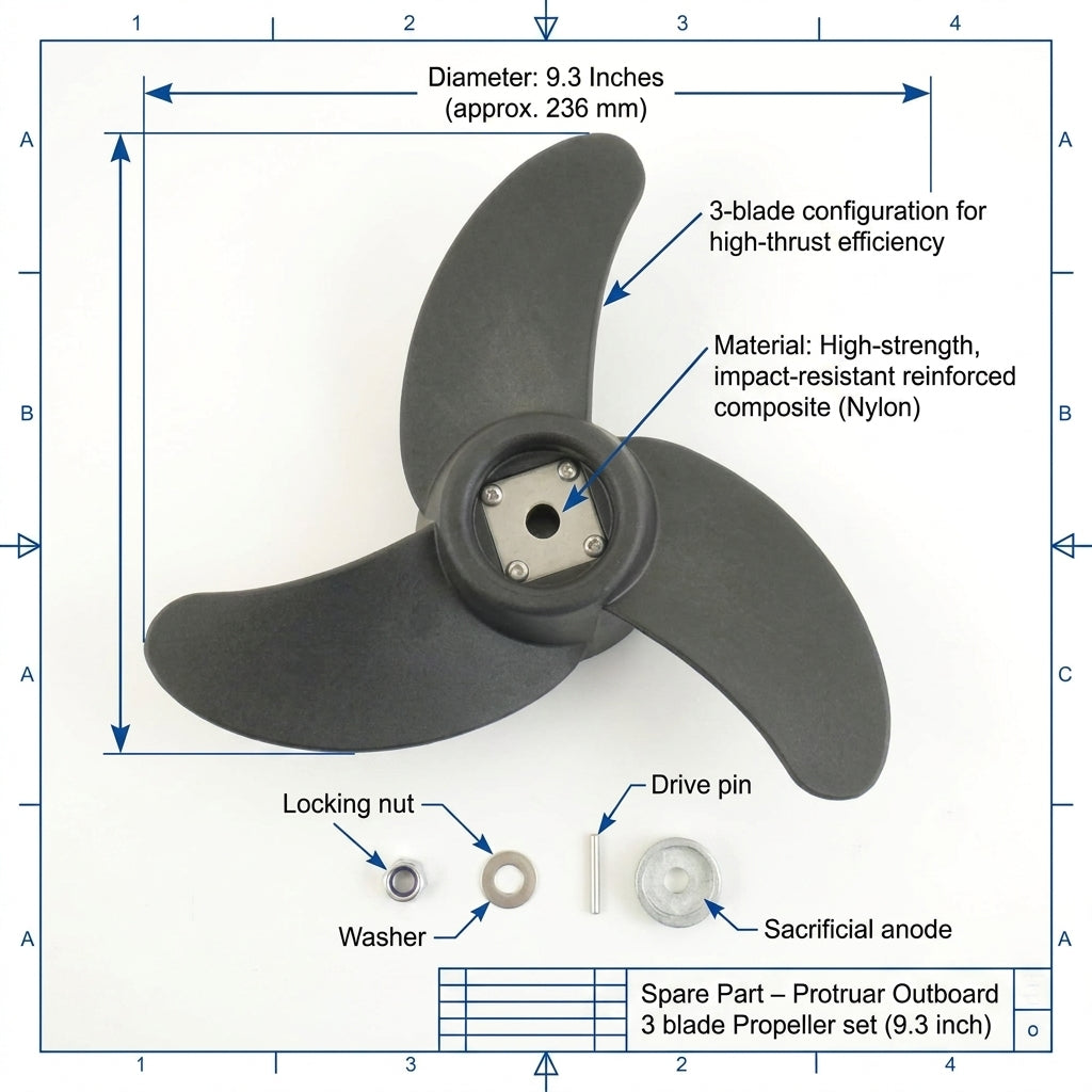 Spare Part Protruar Outboard 3‑Blade Propeller 23.6 cm (9.3 in)