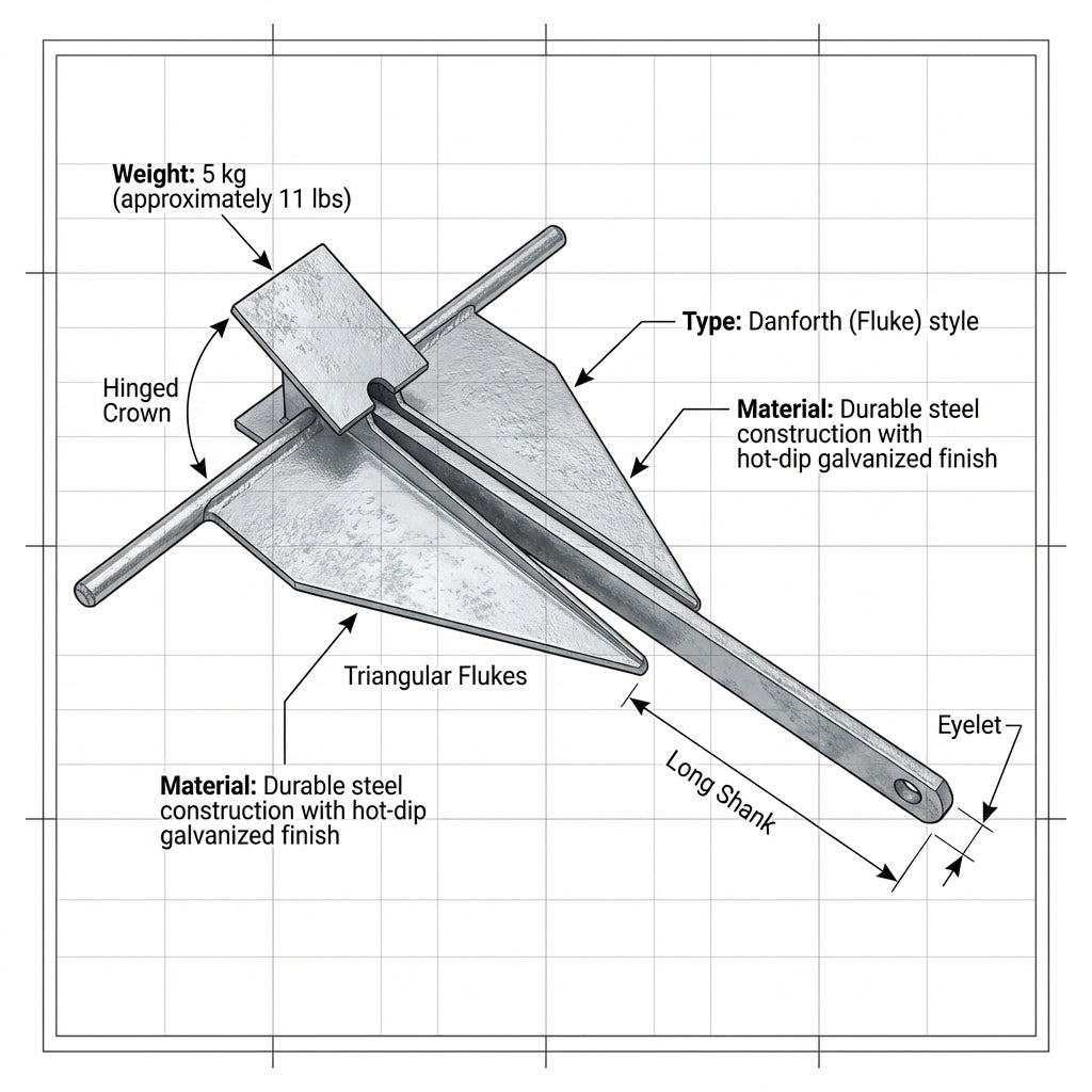 Anchor hot-dip galvanised Danforth 5 kg | 4Boats