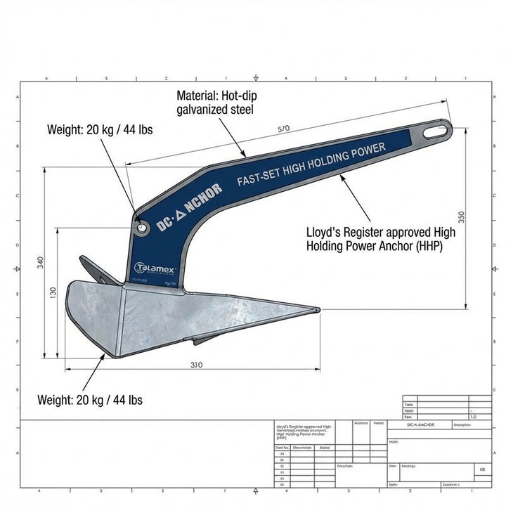 Talamex Dc 20kg (44lb) Plough Anchor – High Holding Power | 4Boats