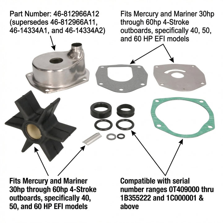 Mercury Mariner Water Pump Housing Kit 75-125HP V6 Alpha 1 Gen 2 46-817275A2