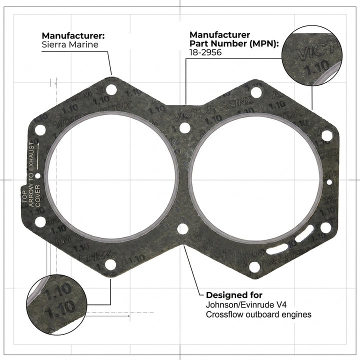 0318358 Head Gasket for Evinrude 80-140hp (1982-93) engines