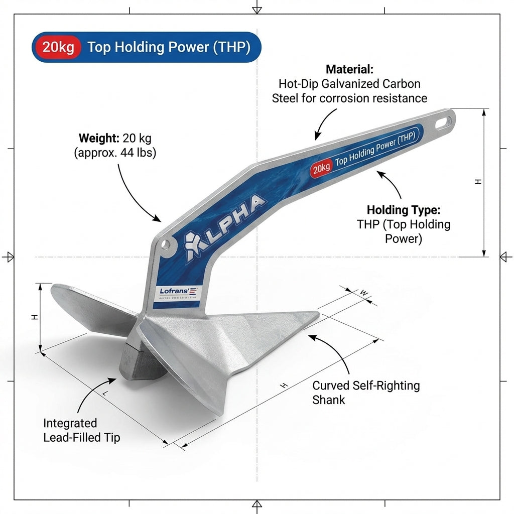 Lofrans' Anchor ALPHA THP 20 kg Hot-Dip Galvanised | 4Boats