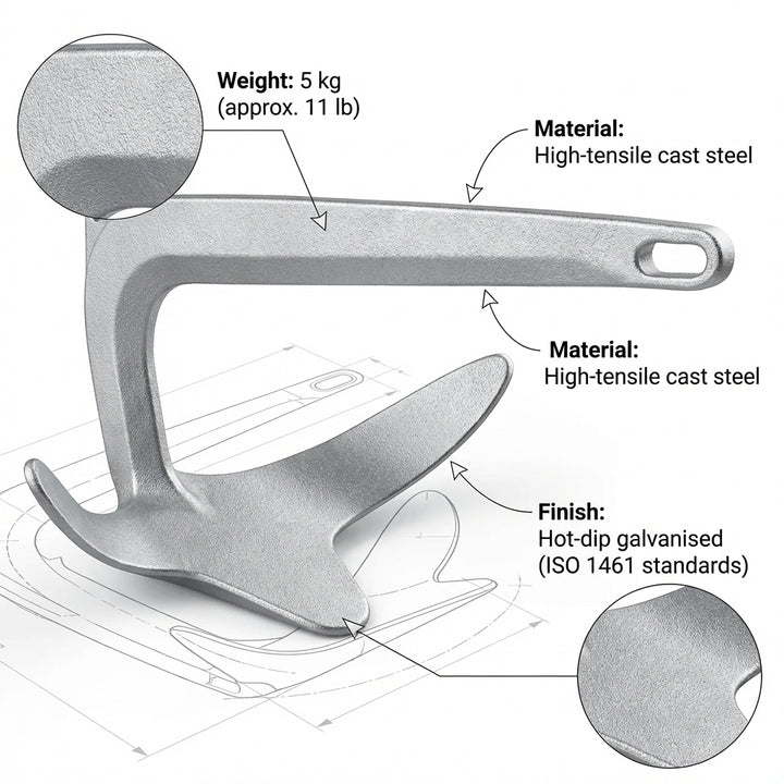 Anchor Bruce Claw Hot-Dip Galvanised Anchor 5 kg | 4Boats