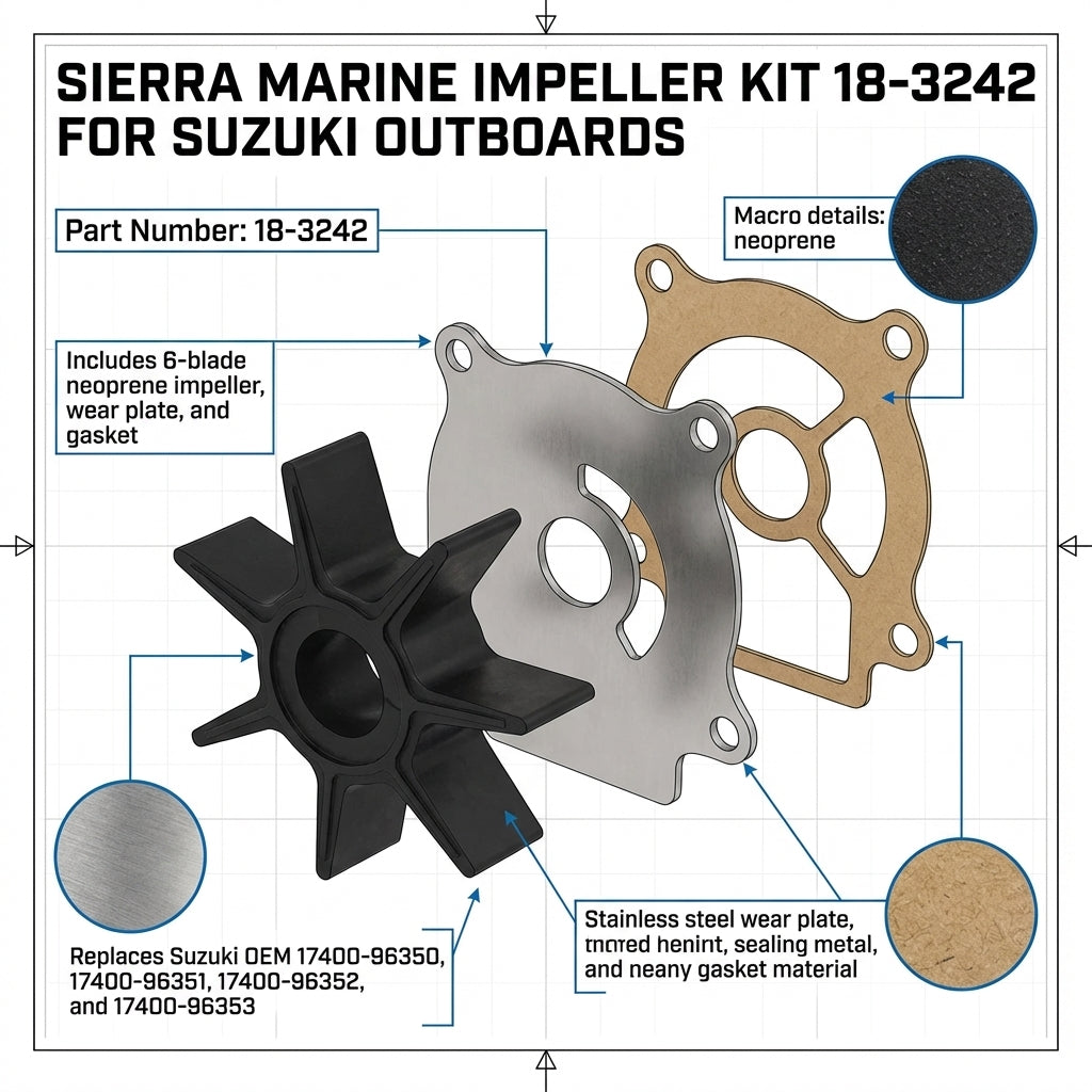 Sierra 18-3242 Impeller Repair Kit for Suzuki Outboards DF25 DF30 DF40 DF50 DT40
