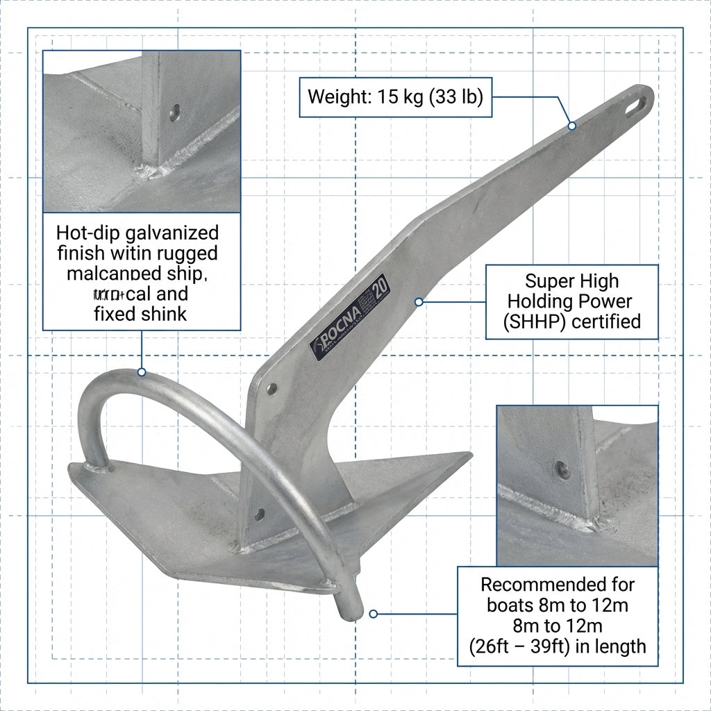 Rocna 15kg Galvanized Anchor | 33lb Original Boat Anchor 77-106-035