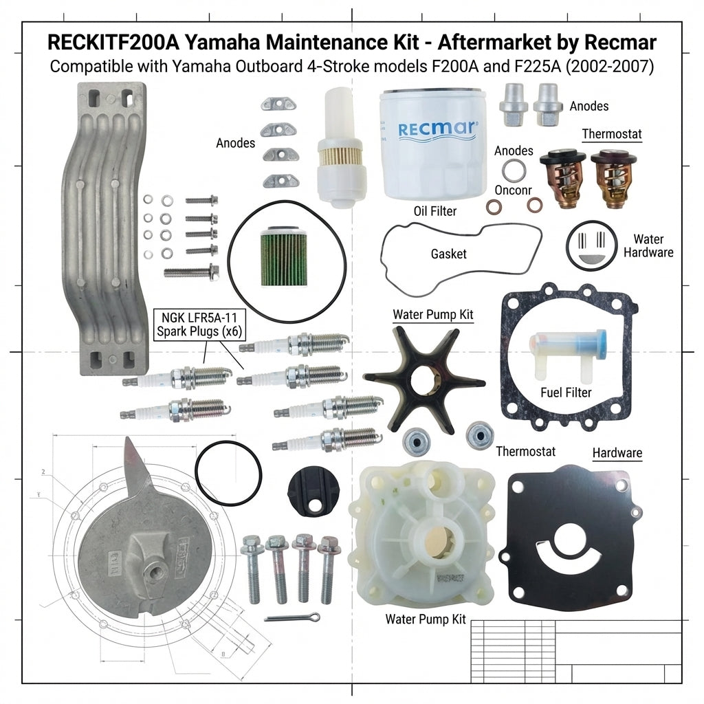 Yamaha F200A F225A Outboard Full Service Maintenance Kit - RECKITF200A 4-Stroke