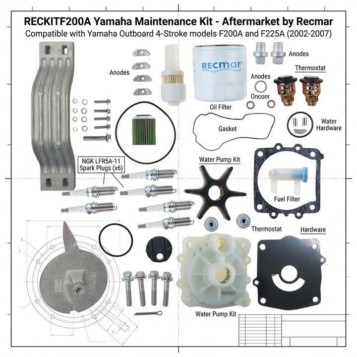 Yamaha F200A F225A Outboard Full Service Maintenance Kit - RECKITF200A 4-Stroke