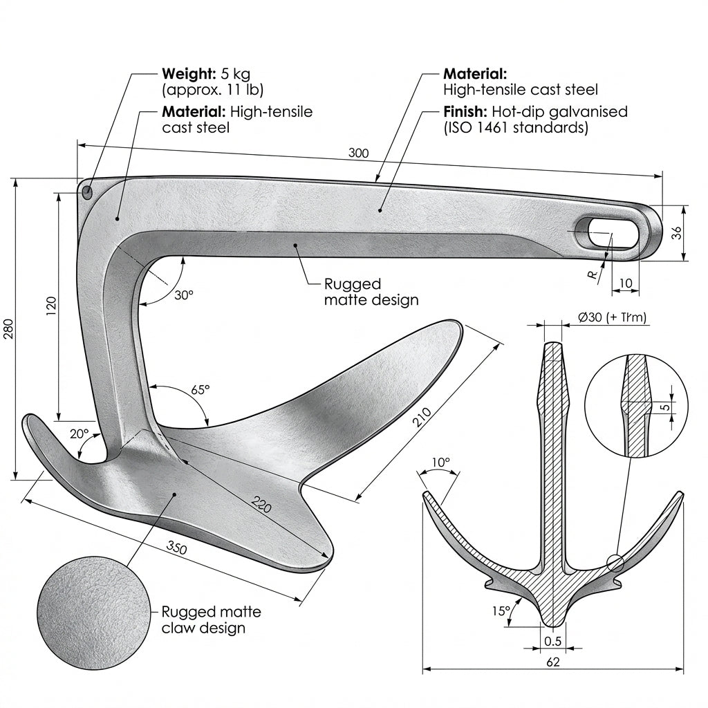 Anchor Bruce Claw Hot-Dip Galvanised Anchor 5 kg | 4Boats