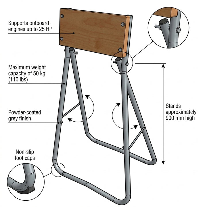 Outboard Engine Holding Stand - Up to 25HP Marine Motor Service Rack 90cm