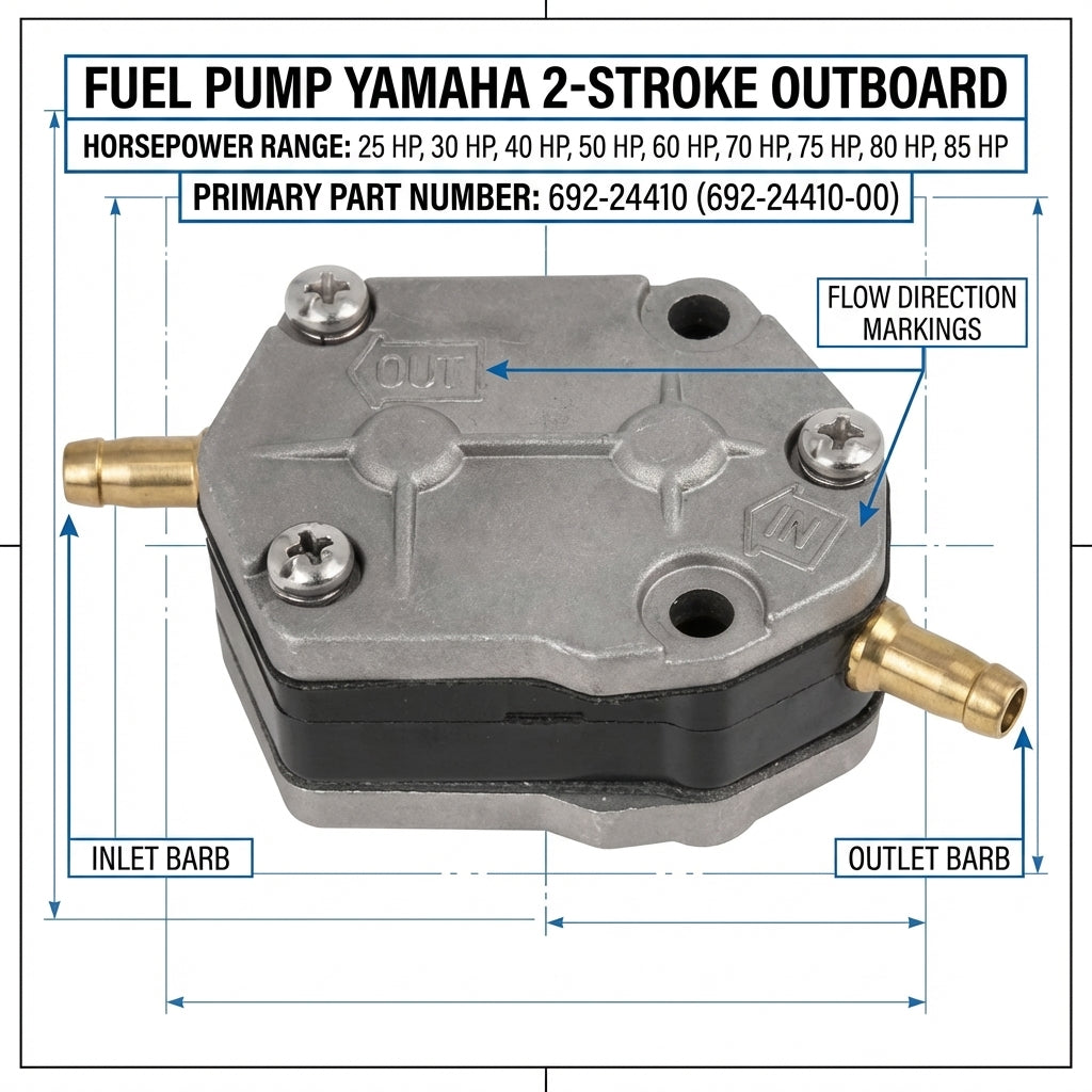 Fuel Pump for Yamaha 2-Stroke Outboard 25HP-90HP 692-24410-00 663-24410 18-7334