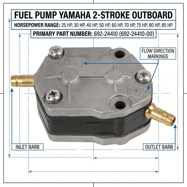 Fuel Pump for Yamaha 2-Stroke Outboard 25HP-90HP 692-24410-00 663-24410 18-7334