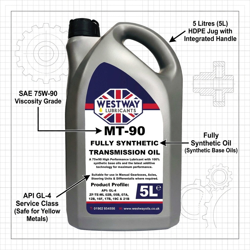 MT-90 75W90 GL-4 Fully Synthetic Gear Oil 5L - Manual Transmission & Diff Fluid