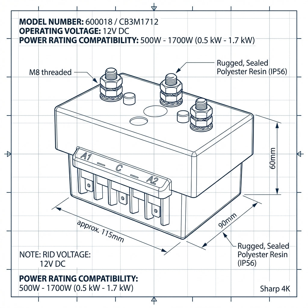 Lofrans 600018 Control Box 3T 12V 0.5-1.7kW Anchor Windlass Solenoid Relay