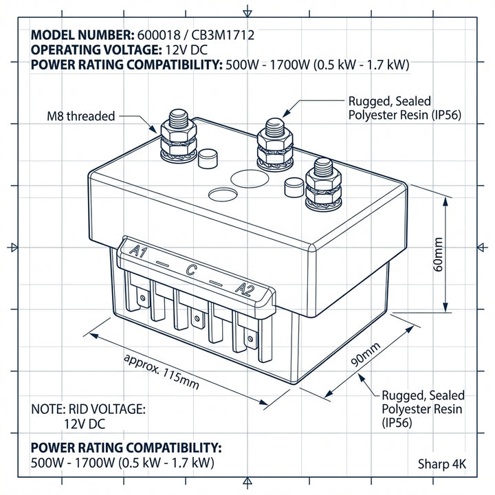 Lofrans 600018 Control Box 3T 12V 0.5-1.7kW Anchor Windlass Solenoid Relay