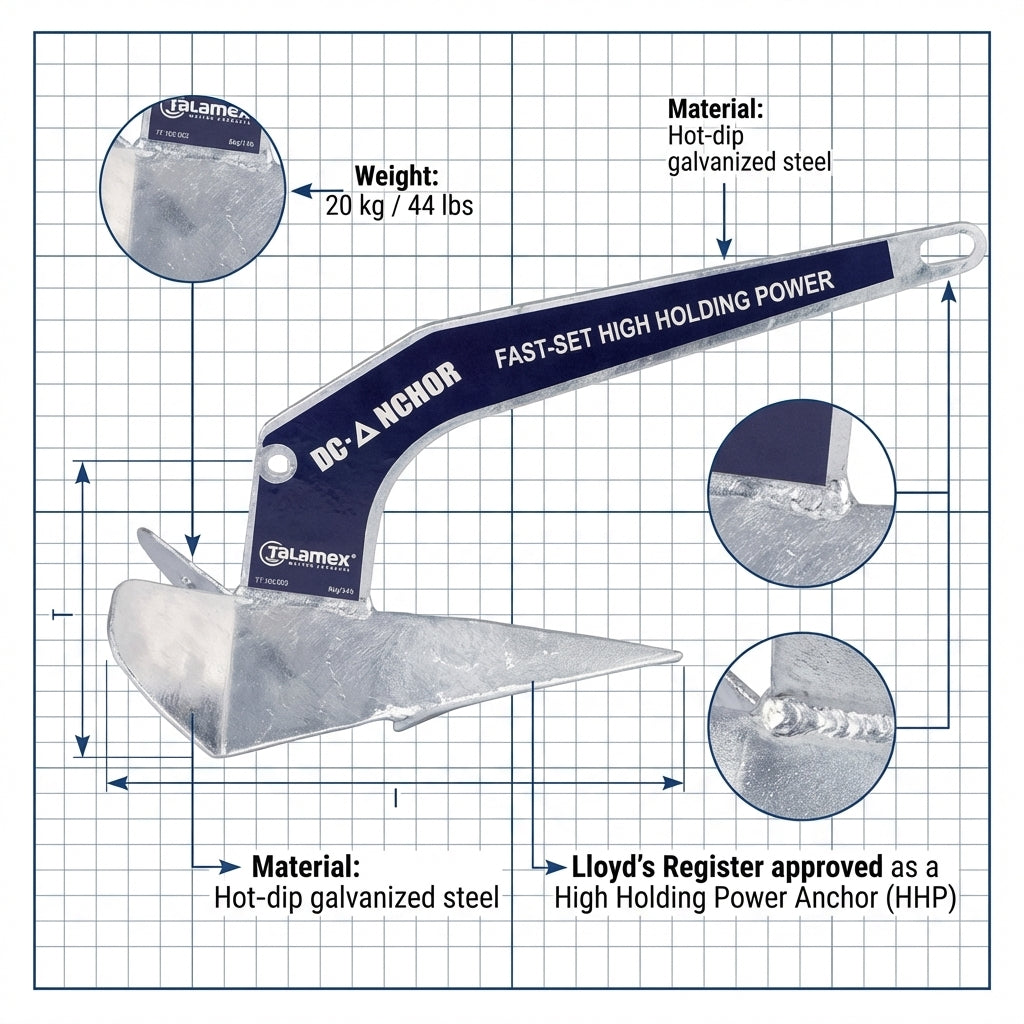 Talamex Dc 20kg (44lb) Plough Anchor – High Holding Power | 4Boats