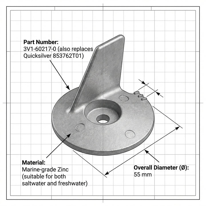 Genuine Tohatsu Trim Tab Anode 3V1‑60217‑0 – 6‑20 HP Outboard Protection