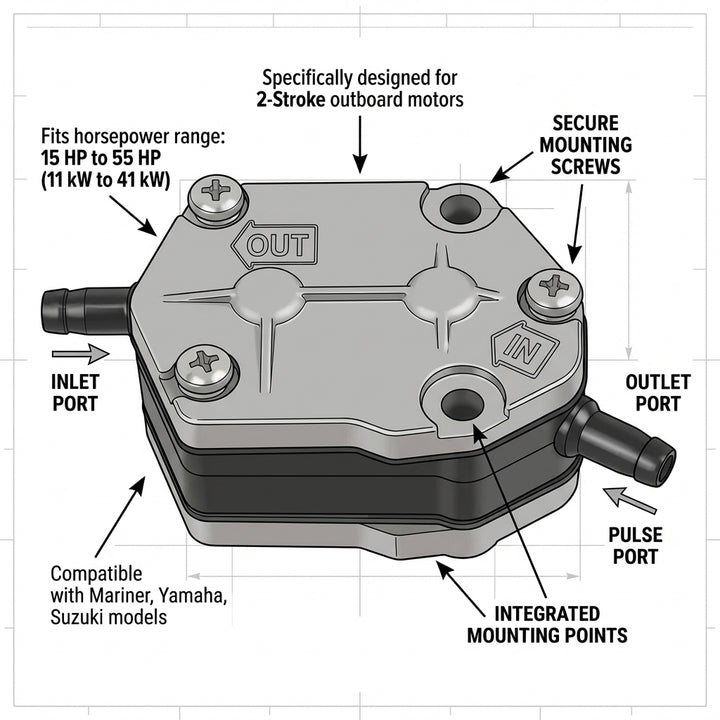 15-55HP Fuel Pump for Mariner Yamaha Suzuki 2-Stroke 6A0-24410-00 15100-94311