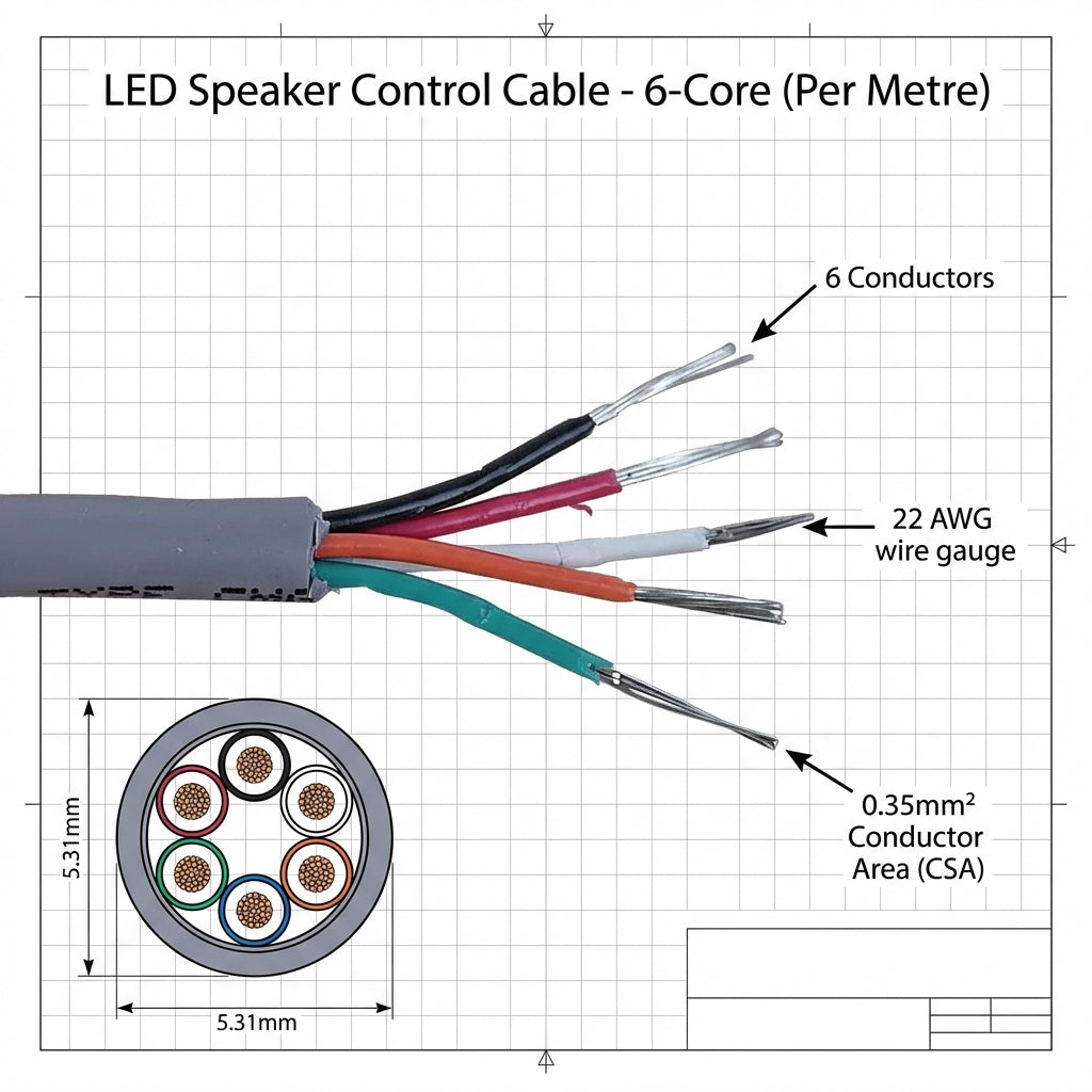6 Core Marine LED Speaker Control Cable Tinned Copper RGB Wire Per Metre