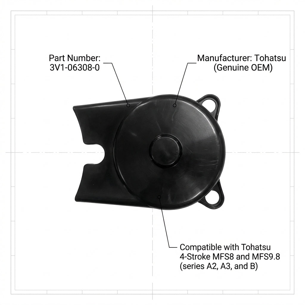 Genuine Tohatsu Nissan 8hp 9.8hp 4-Stroke Timing Belt Cover 3V1-06308-0