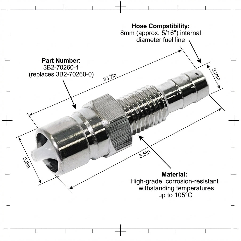 Genuine Tohatsu Male Fuel Connector 3B2-70260-1 | 8mm 5/16" Outboard Hose Barb