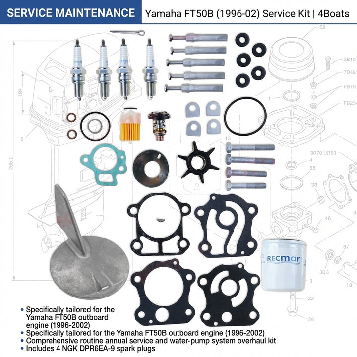 Yamaha FT50B Outboard Service Maintenance Kit (1996-02) Recmar RECKITFT50B