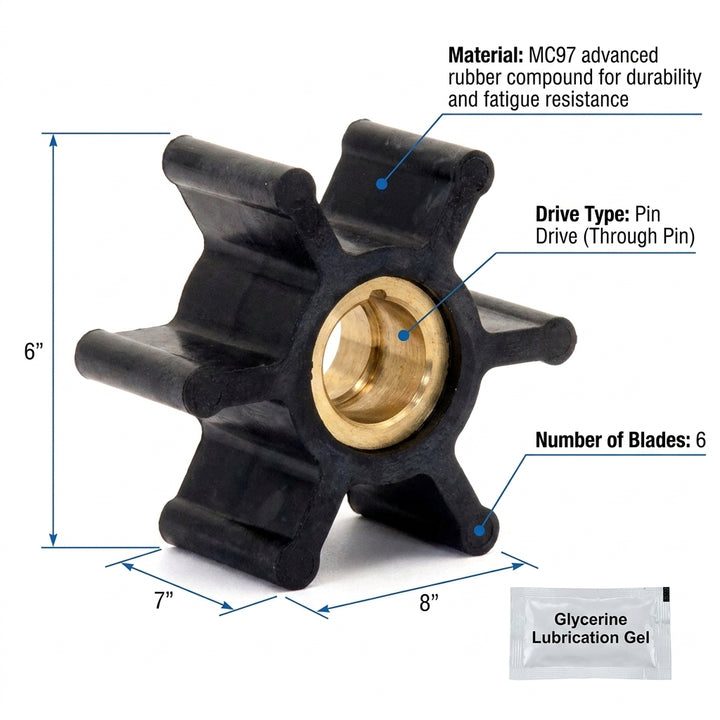 Johnson Pump Impeller MC97 F35B 09-808B-1 Kit for Volvo Penta Yanmar Westerbeke