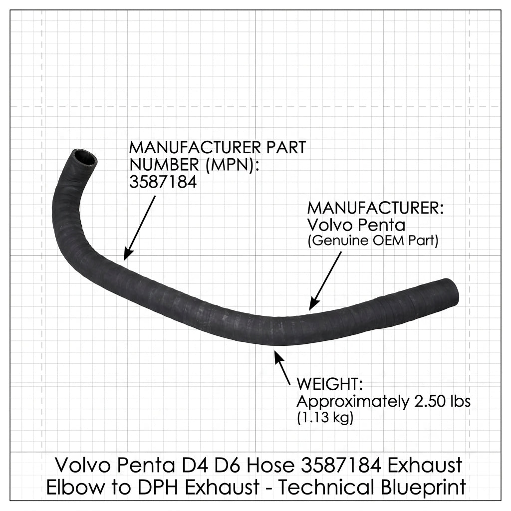 Volvo Penta D4 & D6 Hose 3587184, Exhaust Elbow to DPH Exhaust