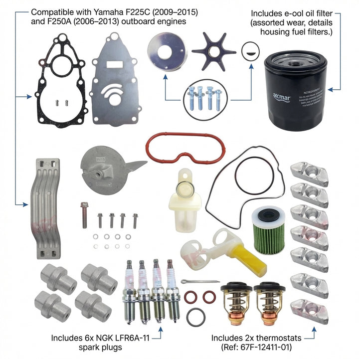 Yamaha Outboard F225C F250A Service Maintenance Kit RECKITF225C 3.3L V6 4-Stroke