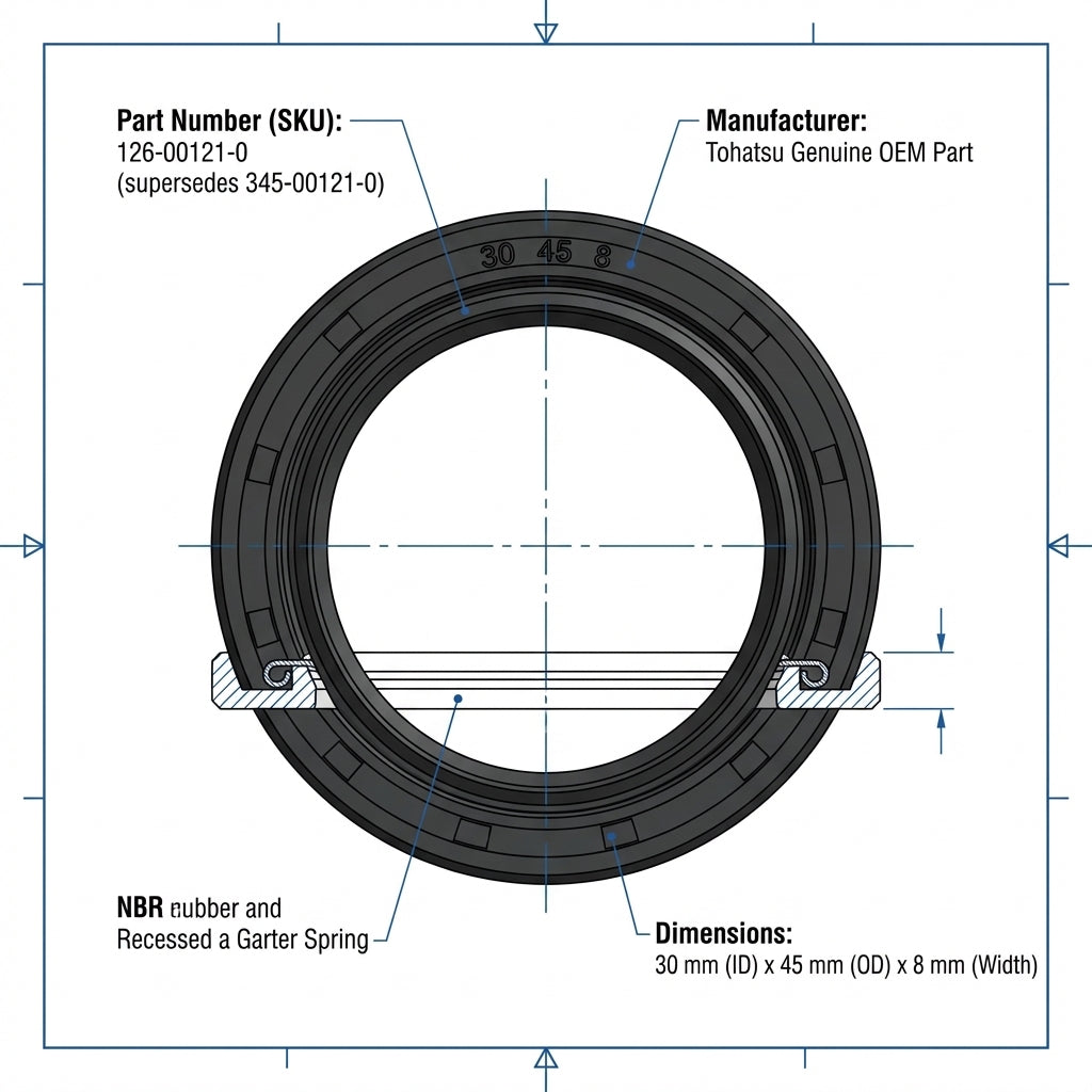 Genuine Tohatsu Oil Seal 30×45×8 mm (126-00121-0) Propeller Shaft