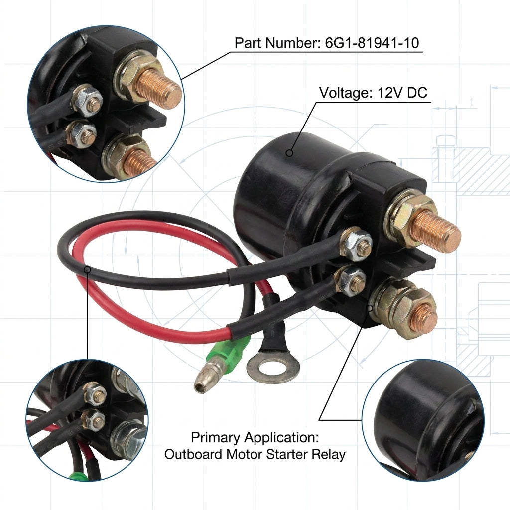 Yamaha Outboard Starter Solenoid Relay 6G1-81941-10 68V-8194A-00 WaveRunner 12V