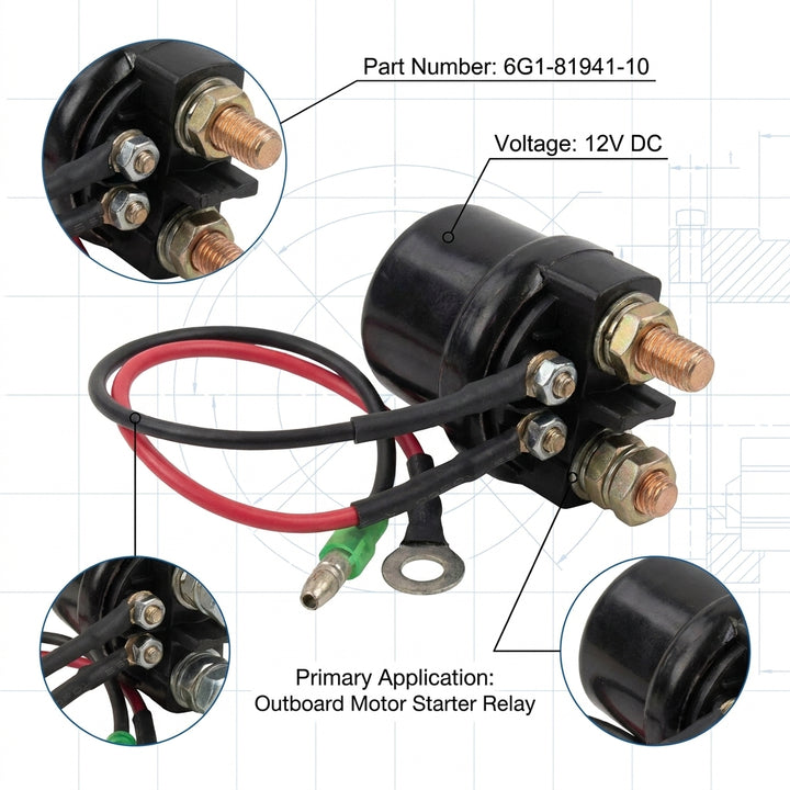 Yamaha Outboard Starter Solenoid Relay 6G1-81941-10 68V-8194A-00 WaveRunner 12V