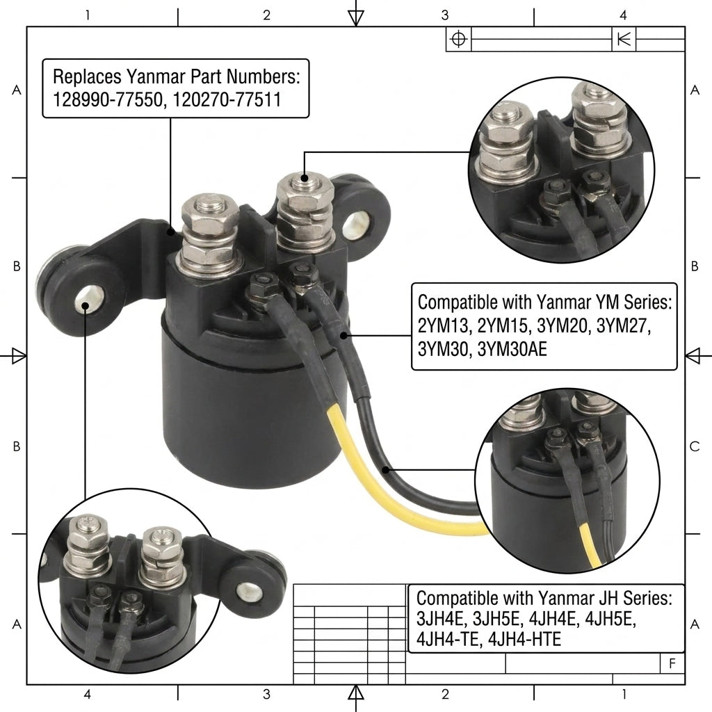 Starter Relay for Yanmar YM, JH replaces 128990-77550