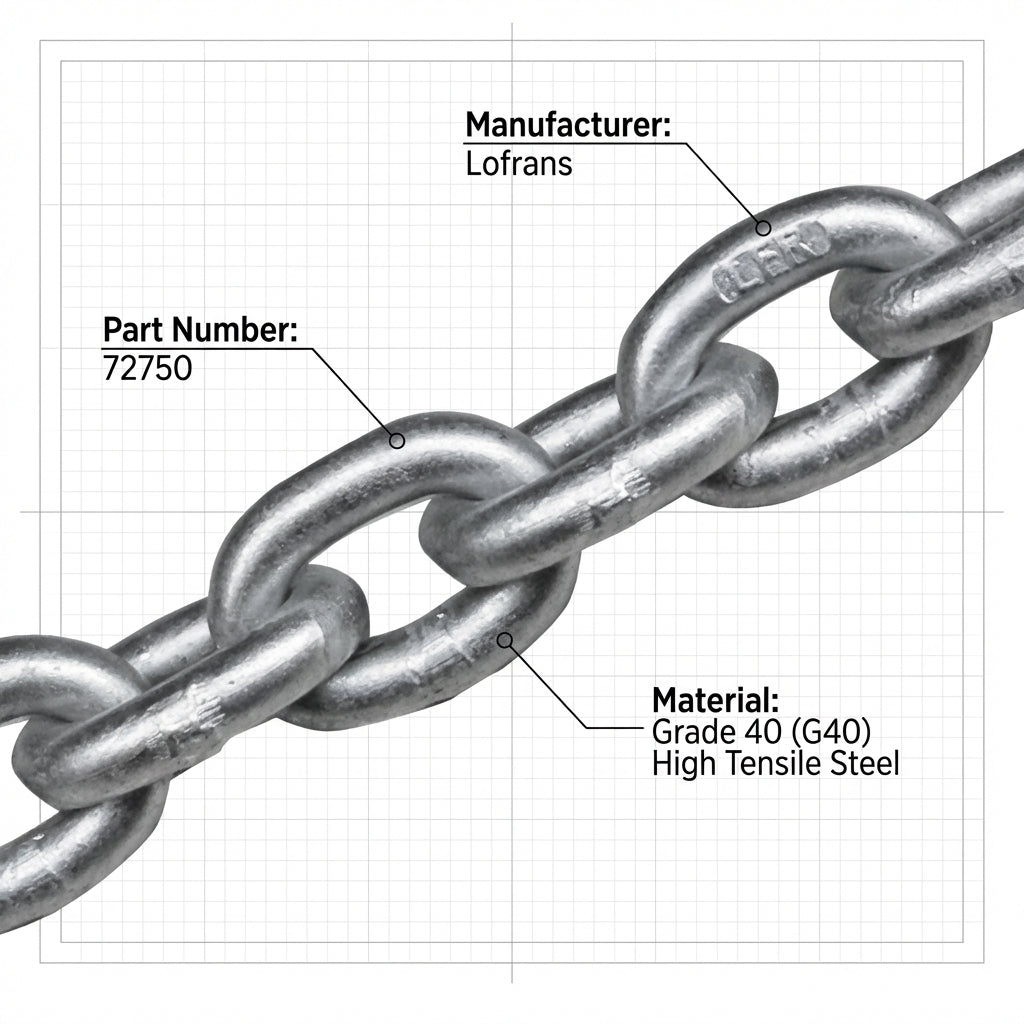 Lofrans 72750 6mm Anchor Chain G40 ISO 4565 DIN 766 Galvanized 50m Calibrated