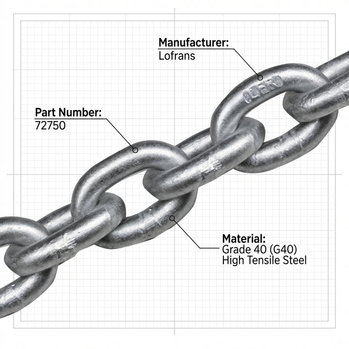 Lofrans 72750 6mm Anchor Chain G40 ISO 4565 DIN 766 Galvanized 50m Calibrated