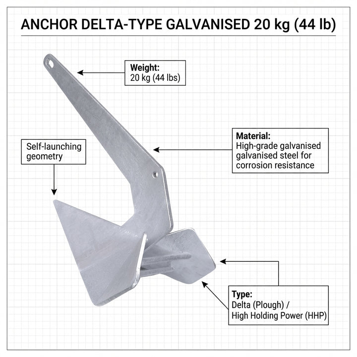 Anchor Delta-type Galvanised 20 kg (44 lb) | 4Boats